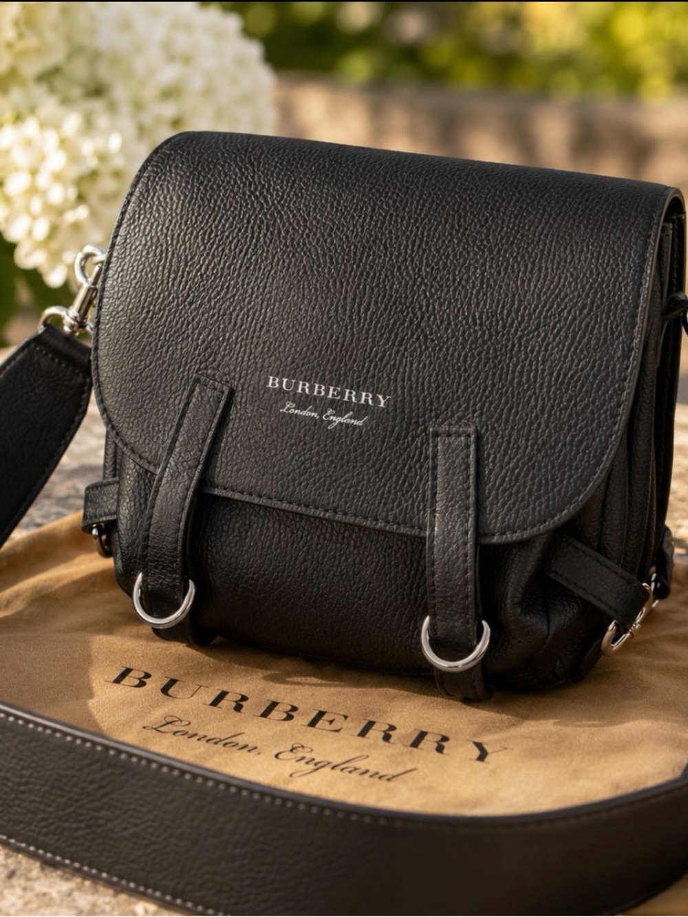 Authentic Burberry leather handbag motorcycle saddlebag
